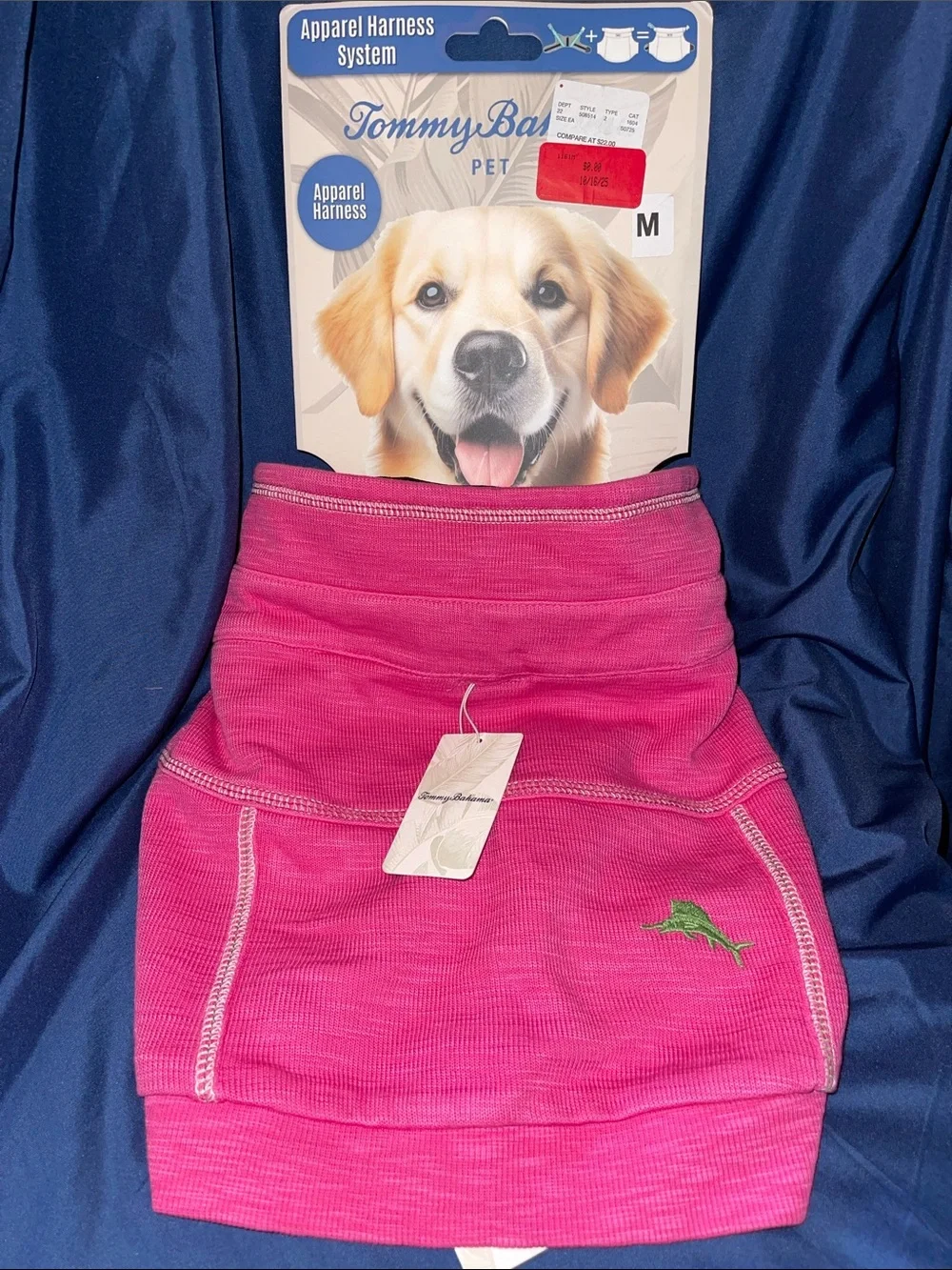 Tommy Bahama Pink Dog Jacket and Harness with Grey Marlin Accent